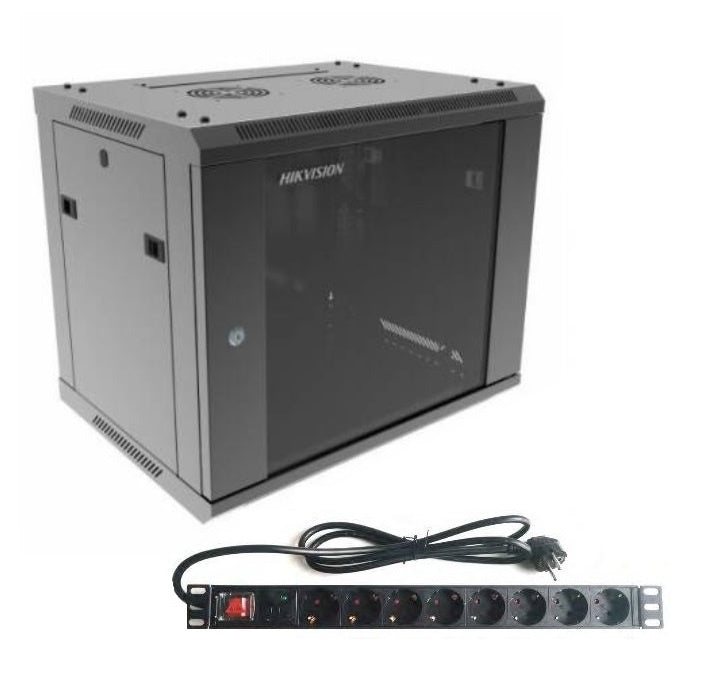 Rack Hikvision 9U + PDU de 8 puertos