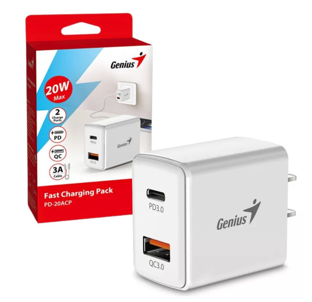 Cargador Genius PD-20AC 20W blanco