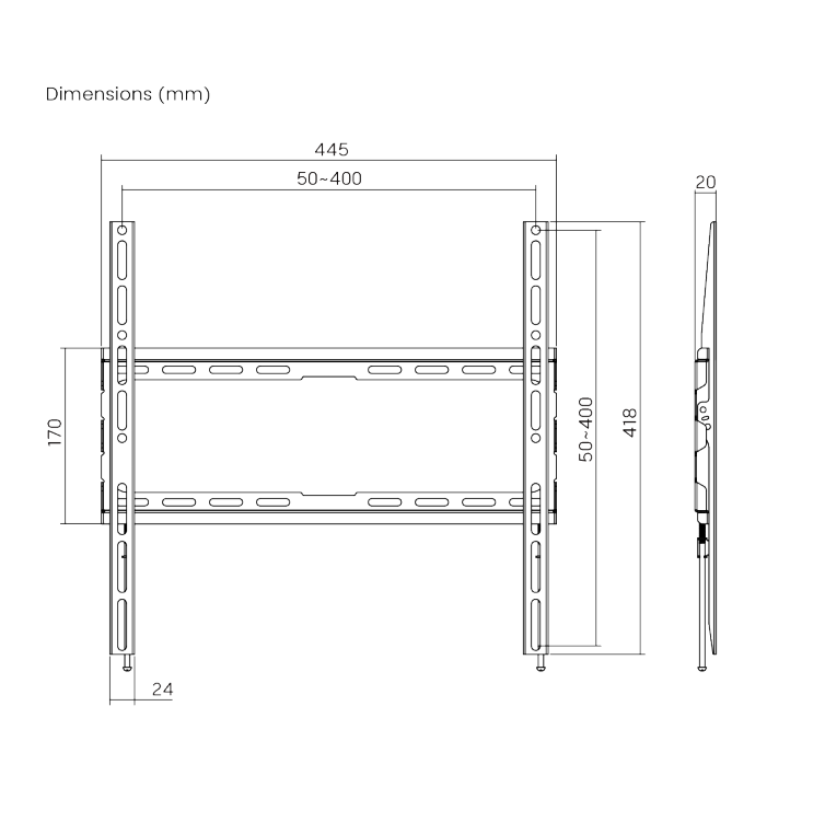 Soporte de pared fijo Brateck para TV de 32 a 75 pulgadas - KL32-44F