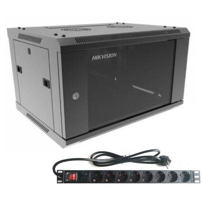 Rack Hikvision 6U + PDU de 8 puertos