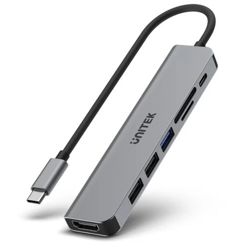 HUB USB-C Unitek 7 en 1 5Gbps con PD 100w