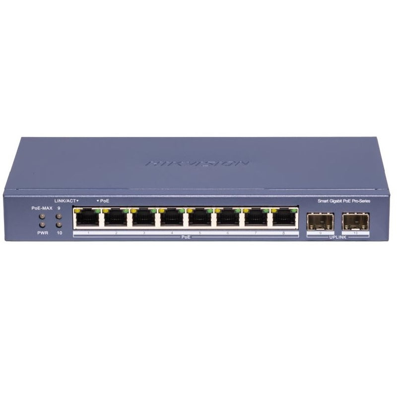 Switch PoE Hikvision Smart 8 Puertos Gigabit Admin + 2 SFP 110W