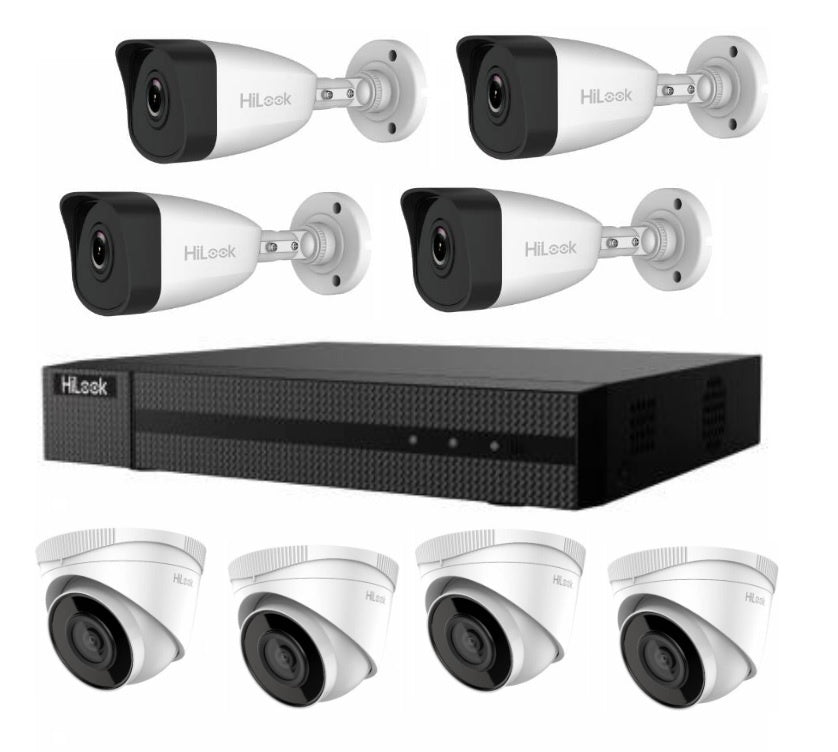 Combo HiLook NVR 8 canales PoE + 8 cámaras IP 2MP Uruguay