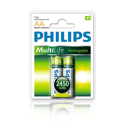 Pilas recargables Philips AA 2450mAh X2