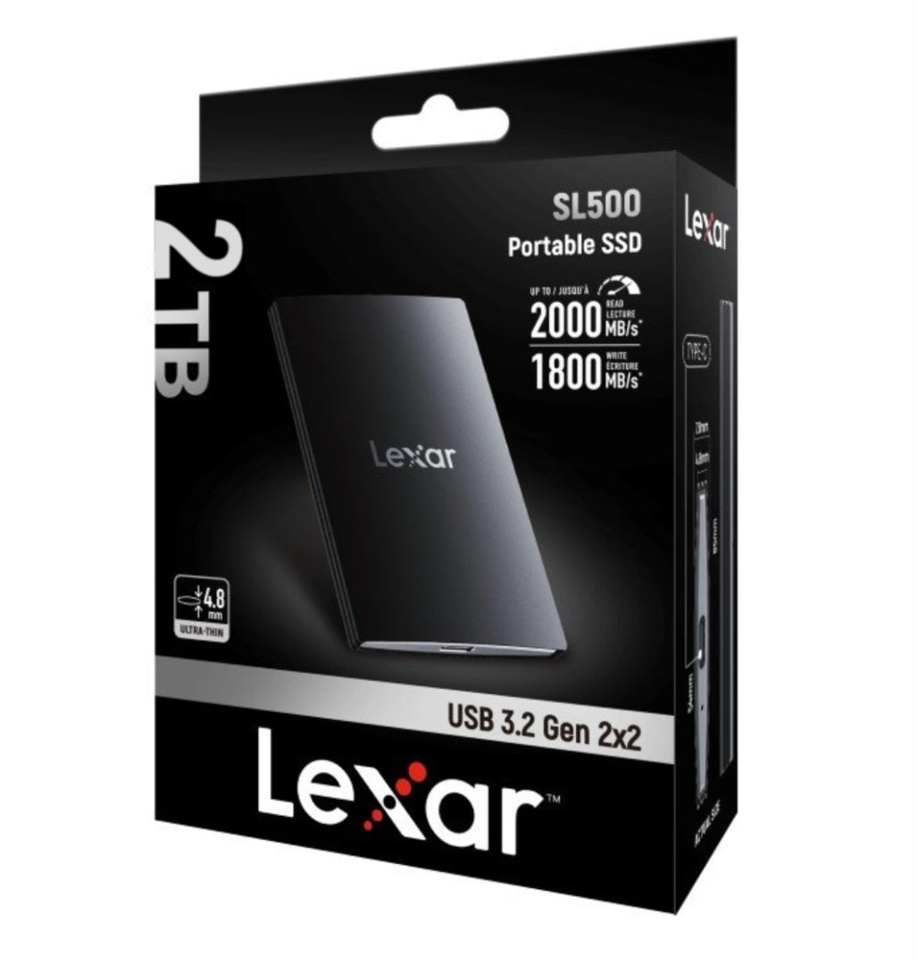 SSD Portátil Lexar SL500 2TB USB 3.2 con Sujetador Magnético