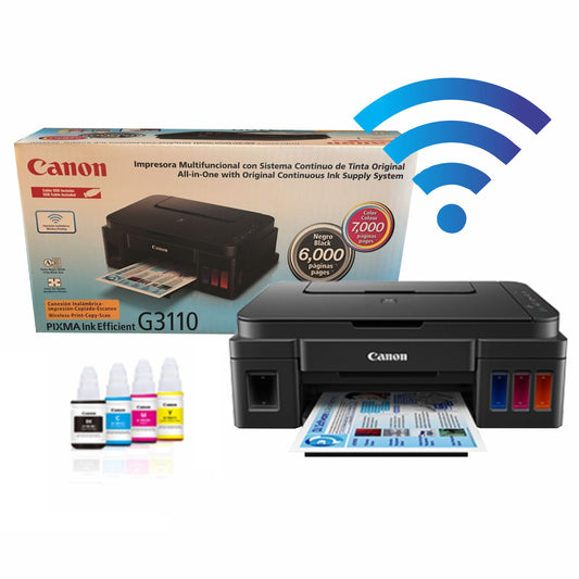 Combo Impresora Canon Pixma G3110 WiFi + Botellas de Tinta Extra