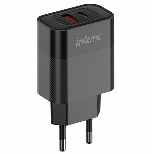 Cargador Inkax USB-A+C 20W+18W negro