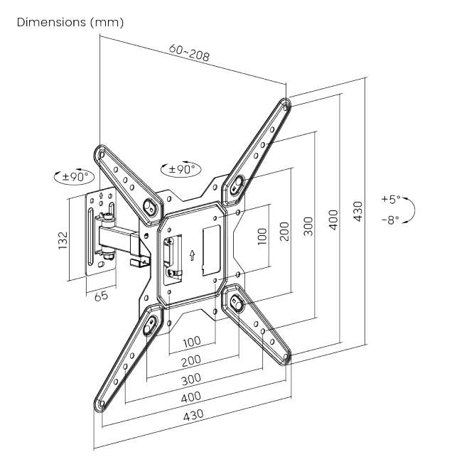 Soporte de pared Brateck Full-Motion para TV hasta 55''