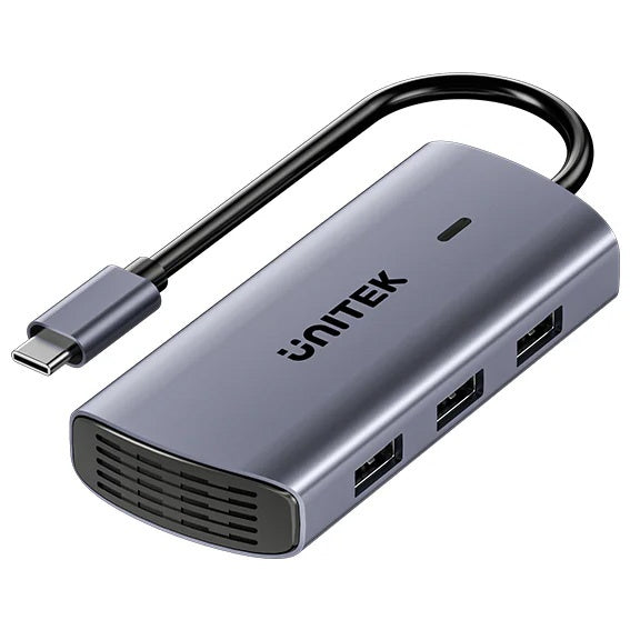 HUB USB-C 6 en 1 Unitek con HDMI 4K, PD 100W y Ethernet Gigabit