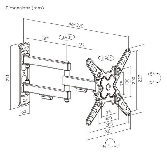 Soporte de pared Brateck Full-Motion con brazo para TV hasta 43''