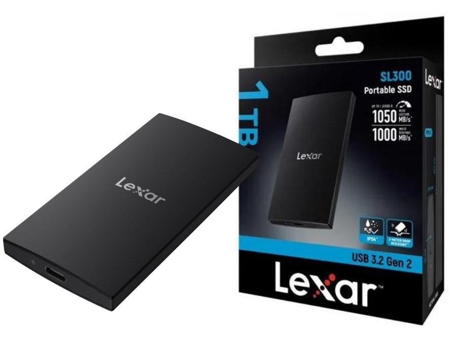 SSD Portátil Lexar SL300 1TB USB 3.2 | Rápido y Resistente