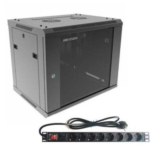 Rack Hikvision 9U + PDU de 8 puertos