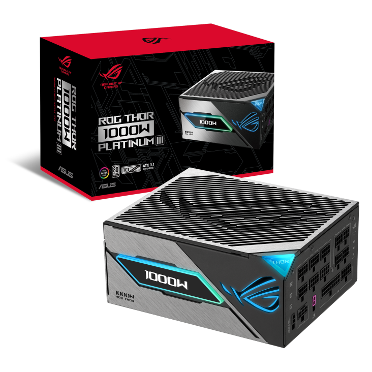 Fuente ASUS ROG Thor 1000W 80 Plus Platinum ATX 3.1 con OLED