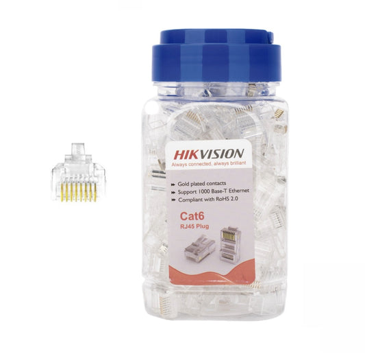 Conectores RJ45 Hikvision Cat6 15u Bolsa x 100 Unidades