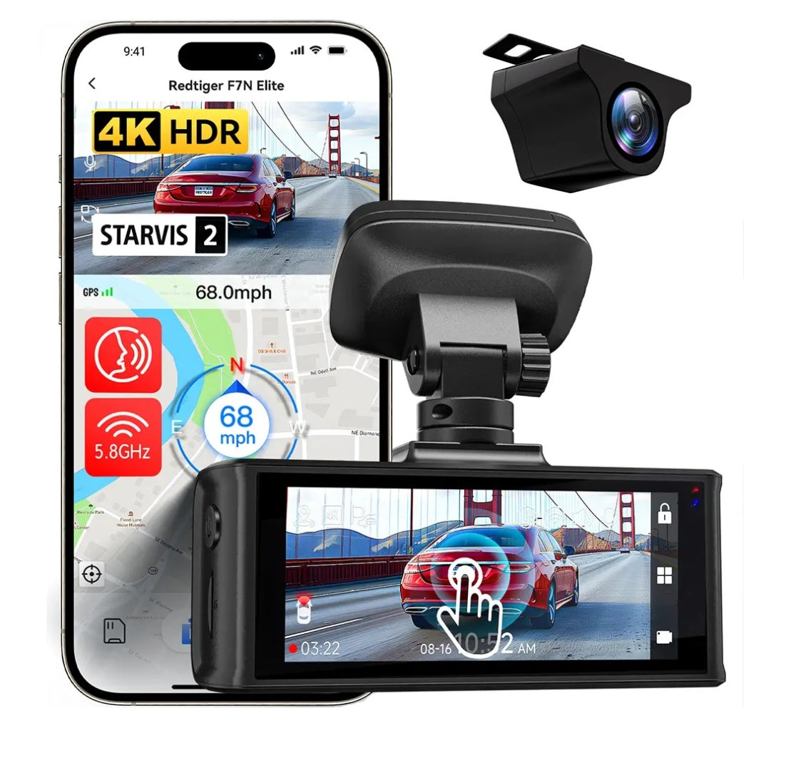Dashcam Redtiger F17 Elite 4K Triple con GPS y Wi-Fi para Auto