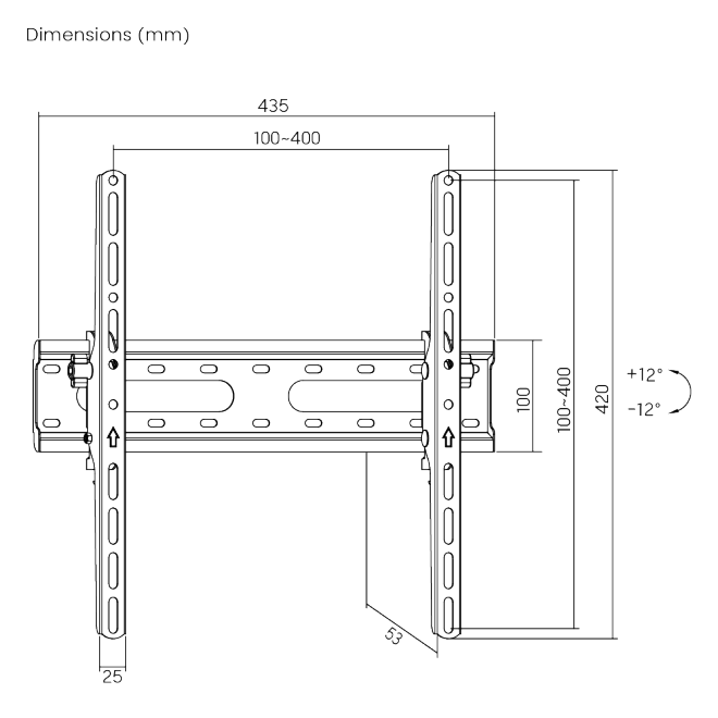 Soporte de pared inclinable Brateck para TV 32 a 70 pulgadas