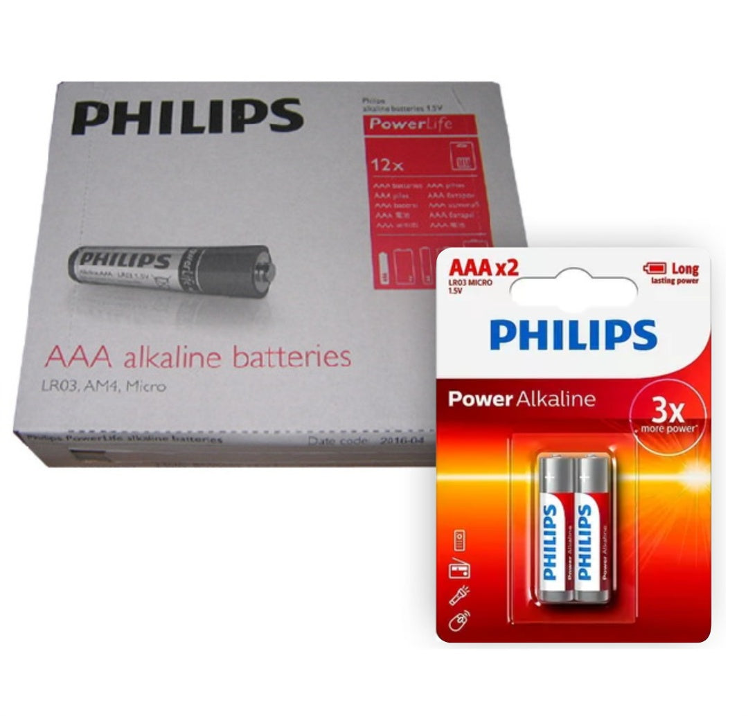 Pilas alcalinas Philips AAA 1.5V Pack 12 Blister x 2 unidades