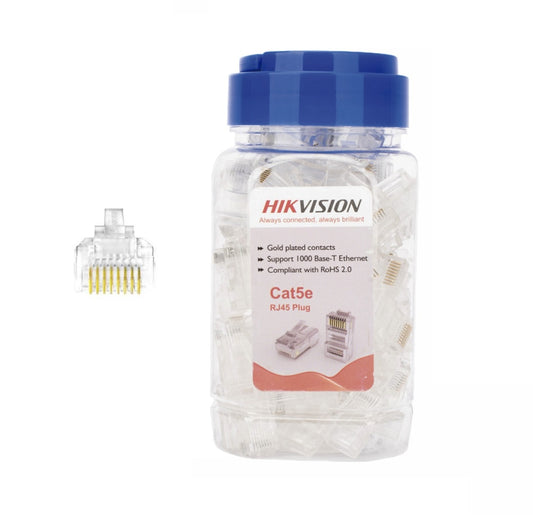 Conectores Hikvision RJ45 Cat5e 15U x 100 unidades