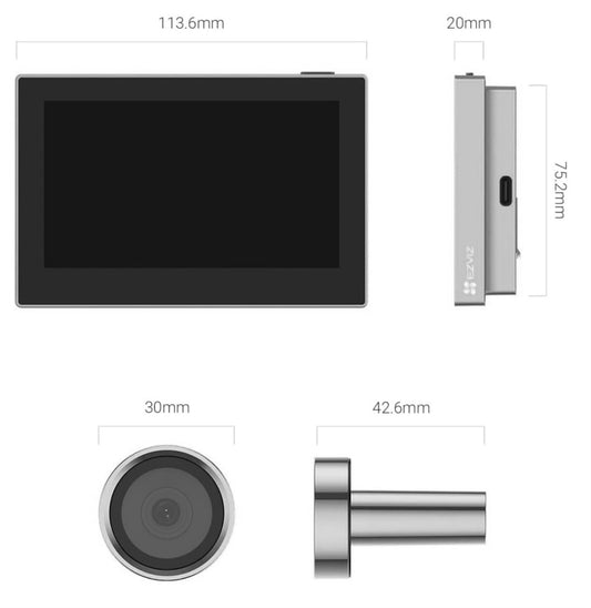 Mirilla Inteligente Ezviz HP2 2MP Pantalla 4.3 Silver