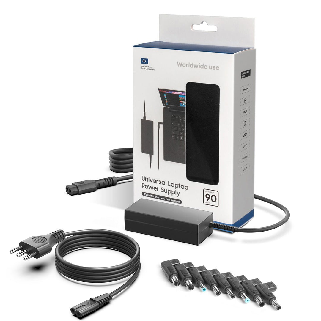 Cargador Universal para Laptop 90W con 8 Punteros Intercambiables
