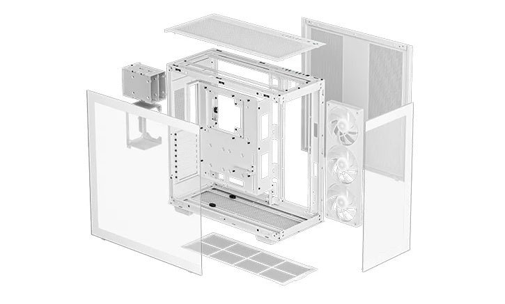 Gabinete ATX DeepCool CH780 Blanco Panorámico con Vidrio Templado