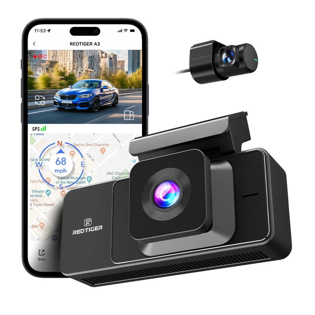 Dashcam Redtiger 3 Canales 2.5K Vehicular Wi-Fi