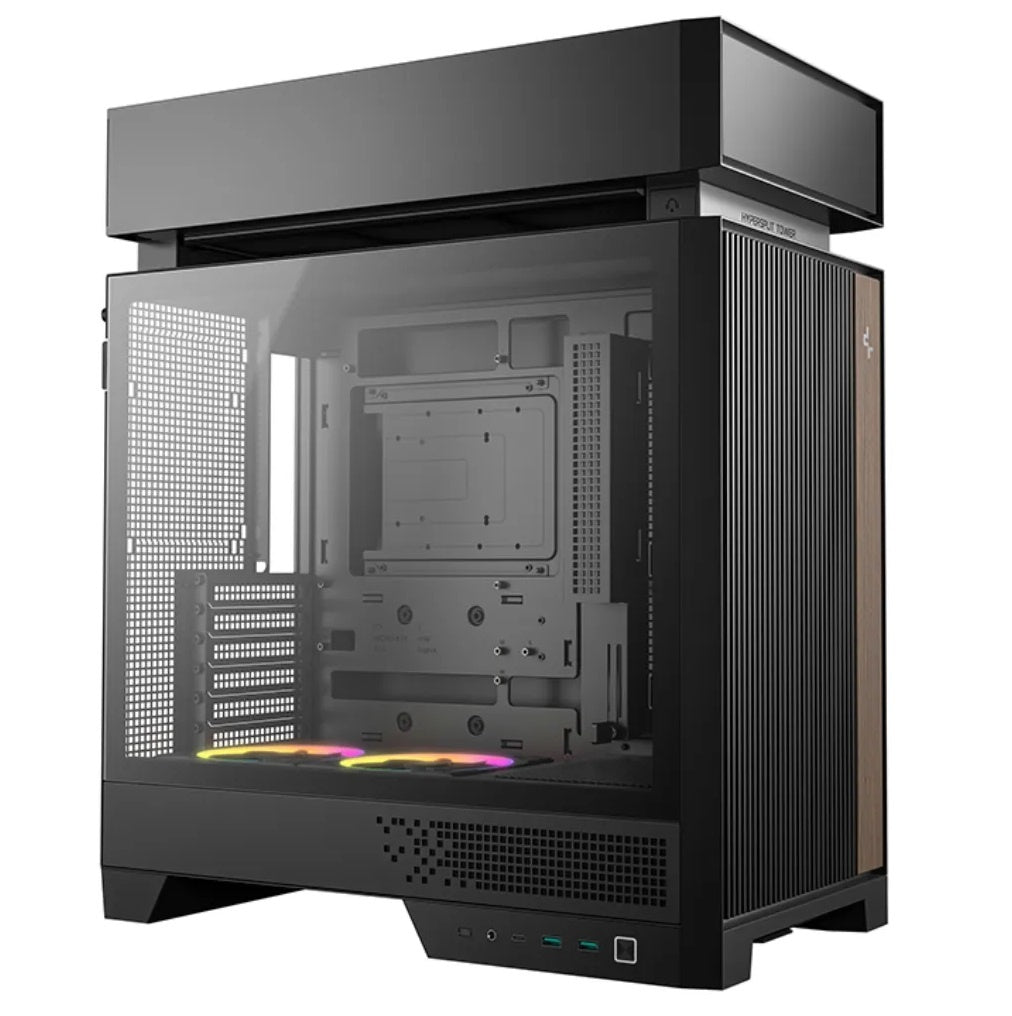 Gabinete ATX DeepCool CL660 con panel de madera y ARGB