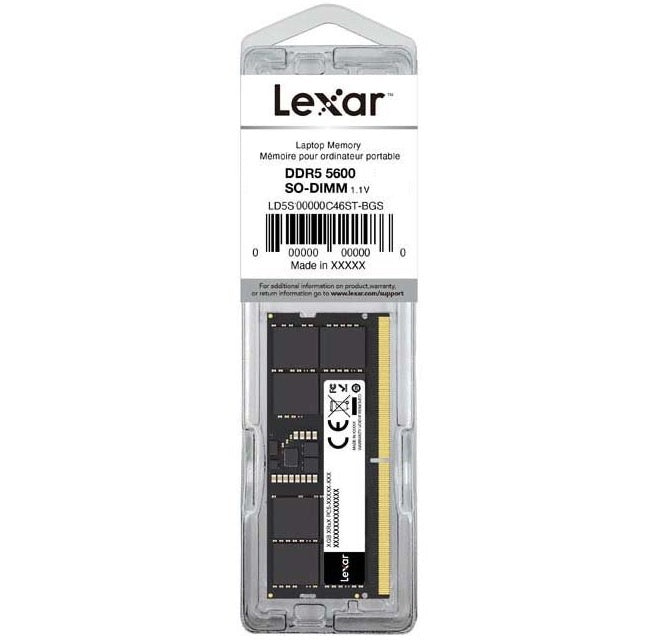 Memoria RAM DDR5 16GB 5600MHz SODIMM Lexar para laptop