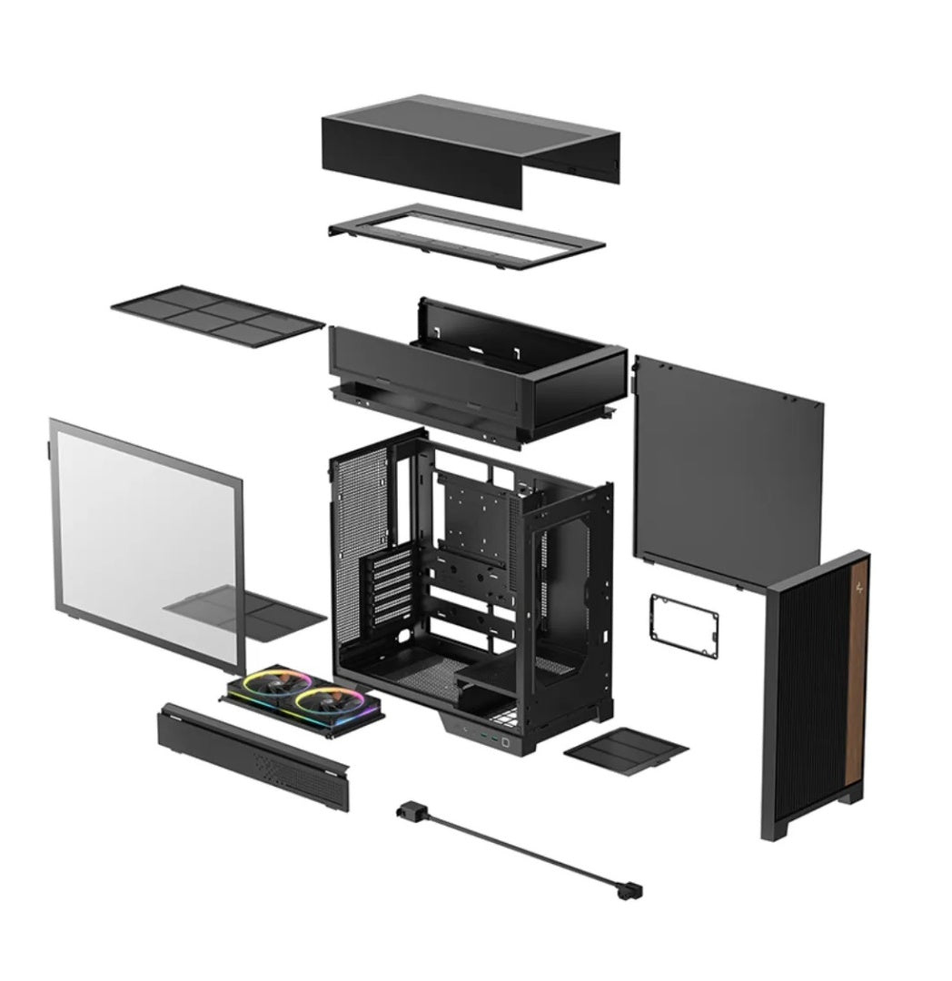 Gabinete ATX DeepCool CL660 con panel de madera y ARGB