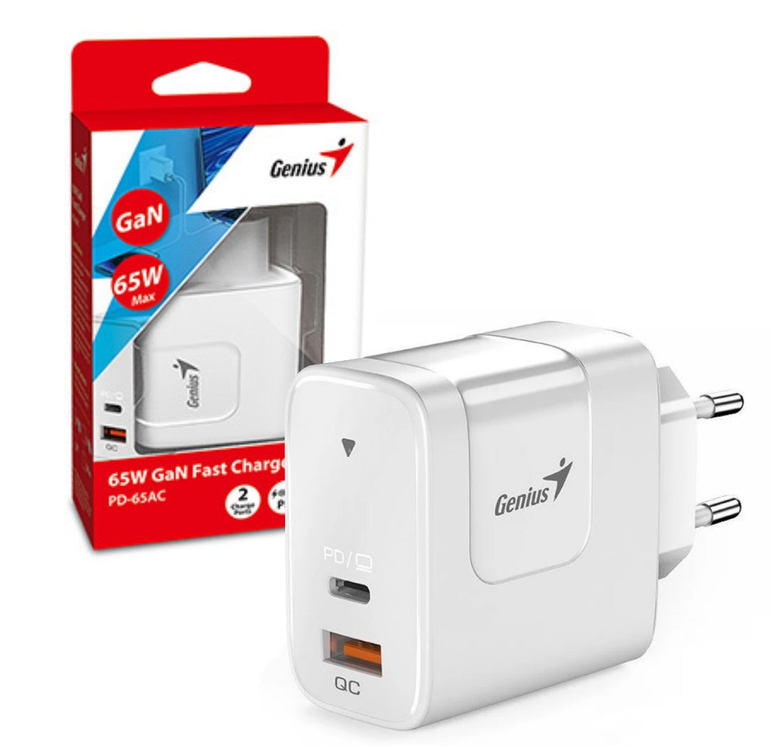 Cargador Genius PD-65AC 65W blanco