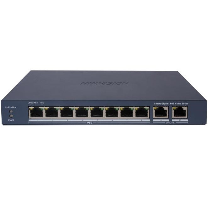 Switch PoE Hikvision 10 Puertos Gigabit 60W Administrable