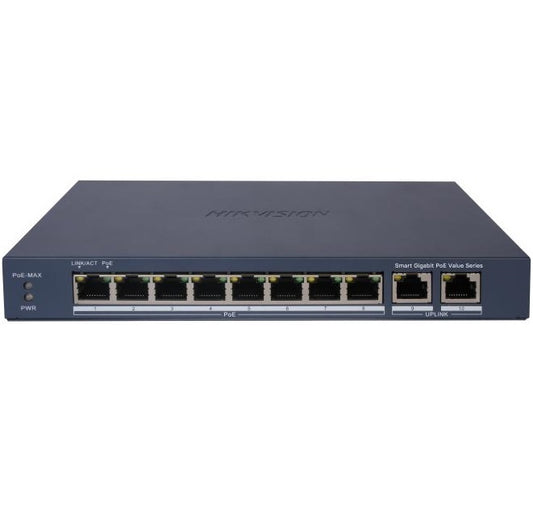 Switch PoE Hikvision 10 Puertos Gigabit 60W Administrable