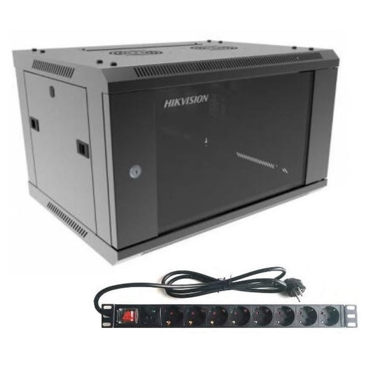 Rack Hikvision 6U + PDU de 8 puertos