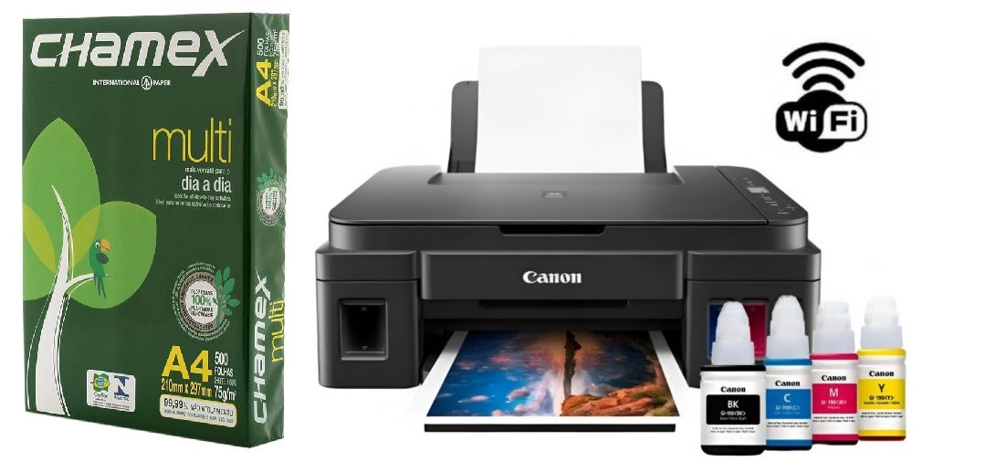 Combo Impresora Canon Pixma G3110 WiFi + Resma A4 500 Hojas