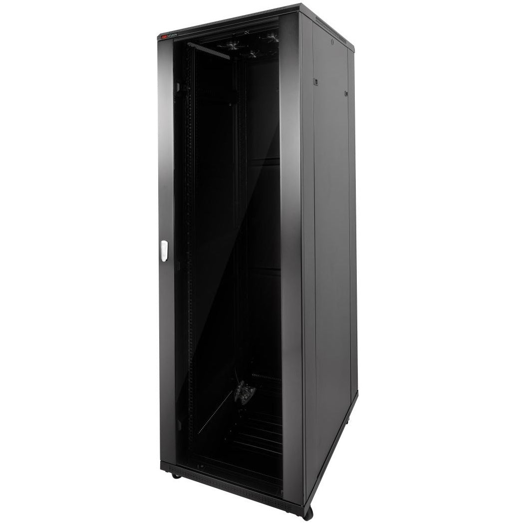 Rack Hikvision 18U para pared negro con puerta de vidrio templado