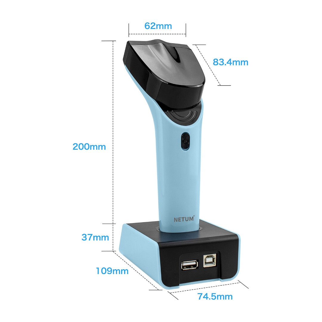 Lector de código de barras Netum 2D inalámbrico con base