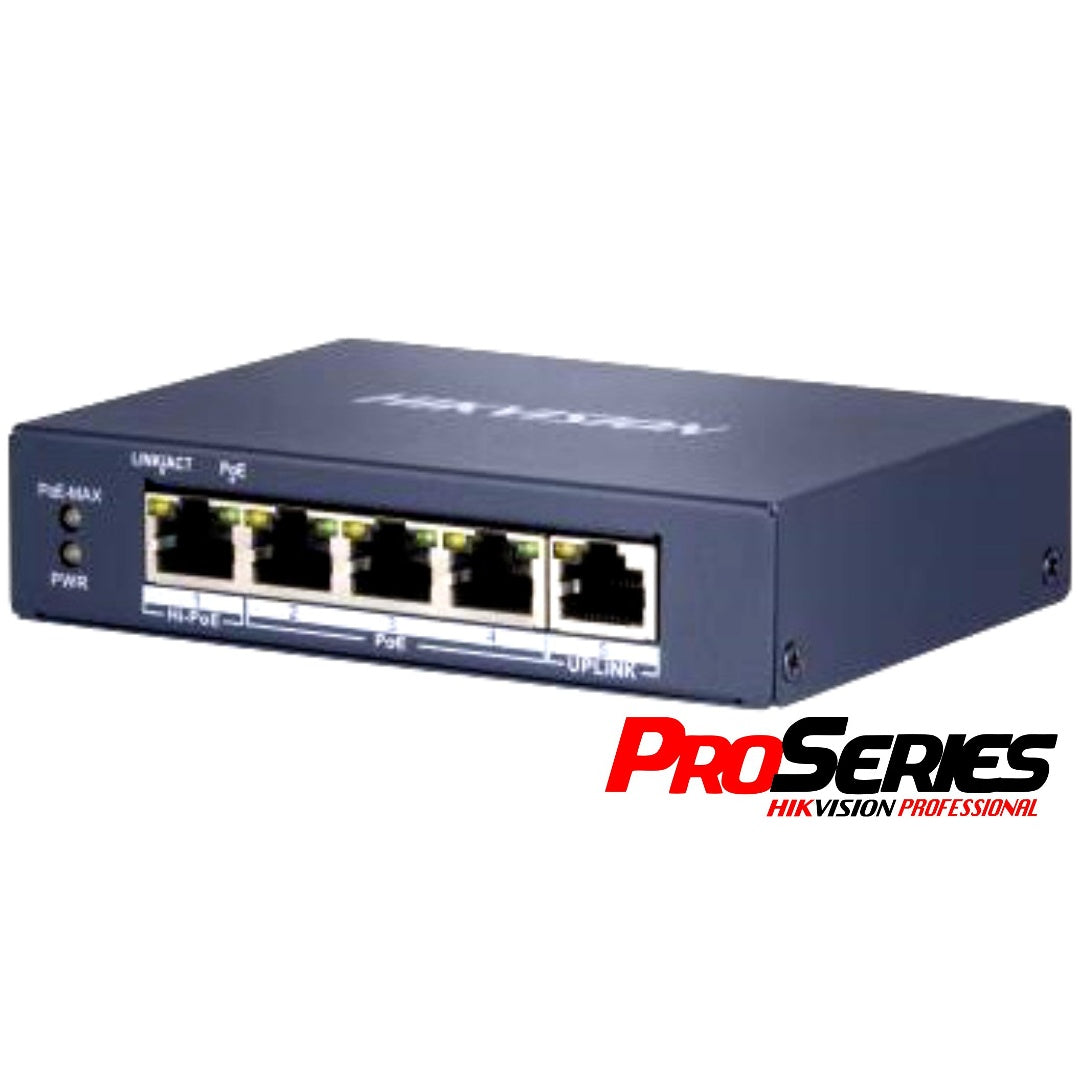 Switch PoE Hikvision Pro 5 Puertos Gigabit 60W
