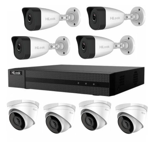 Combo HiLook NVR 8 canales PoE + 8 cámaras IP 2MP Uruguay