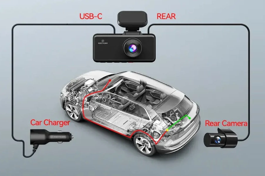 Dashcam Redtiger F17 4K Triple Canal GPS WiFi para Auto