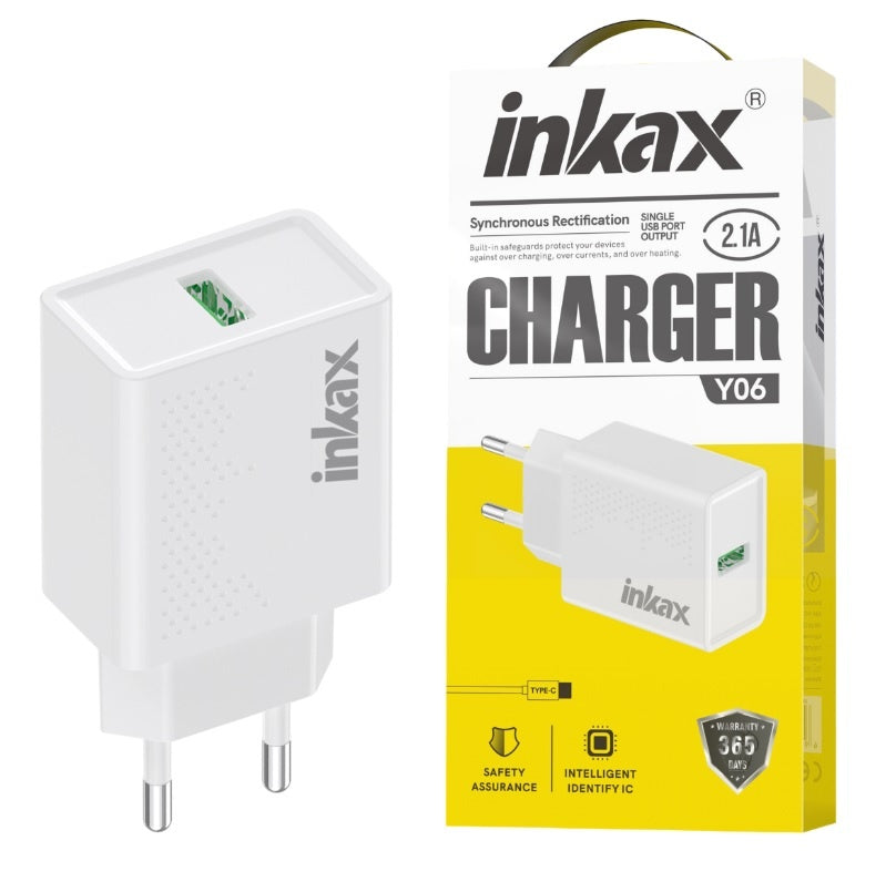 Cargador Inkax USB-A 2.1A blanco