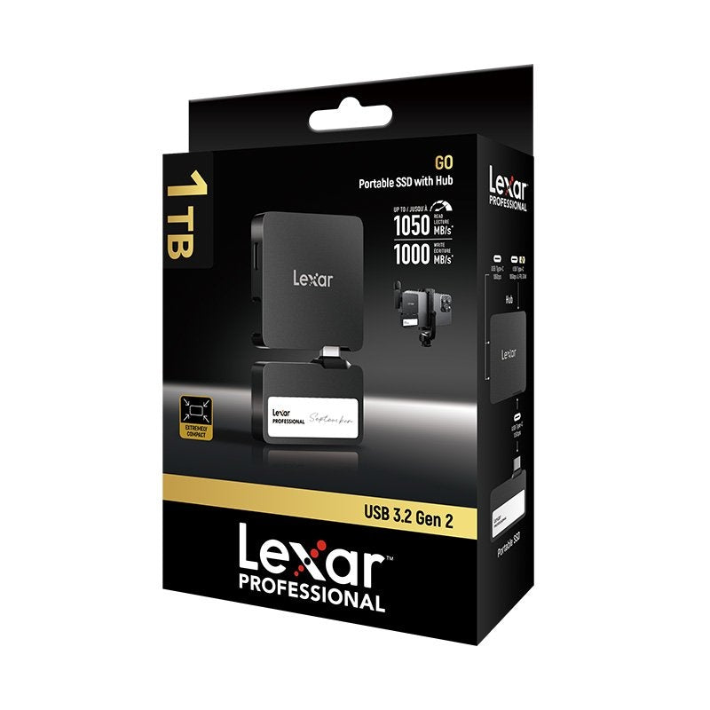 SSD Portátil Lexar Professional Go 1TB con Hub USB 3.2 Gen 2