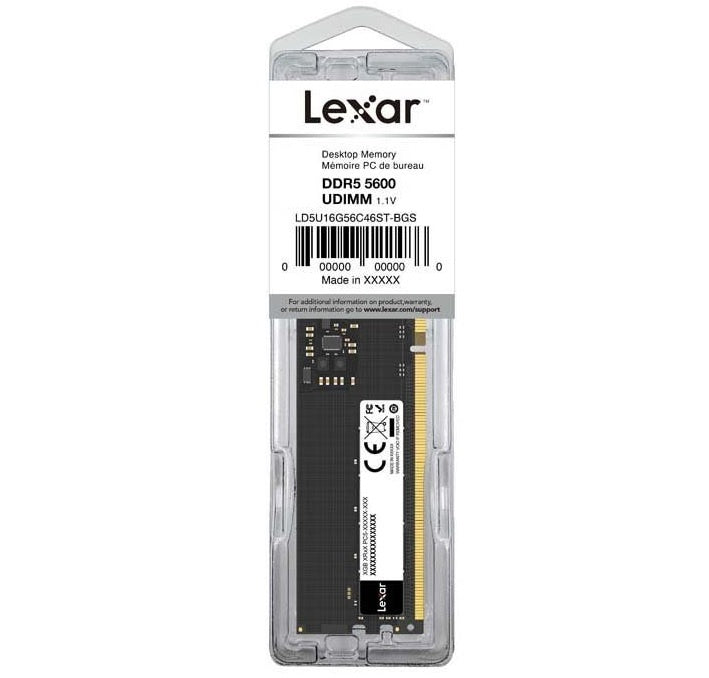 Memoria RAM DDR5 Lexar 16GB 5600MHz UDIMM para PC