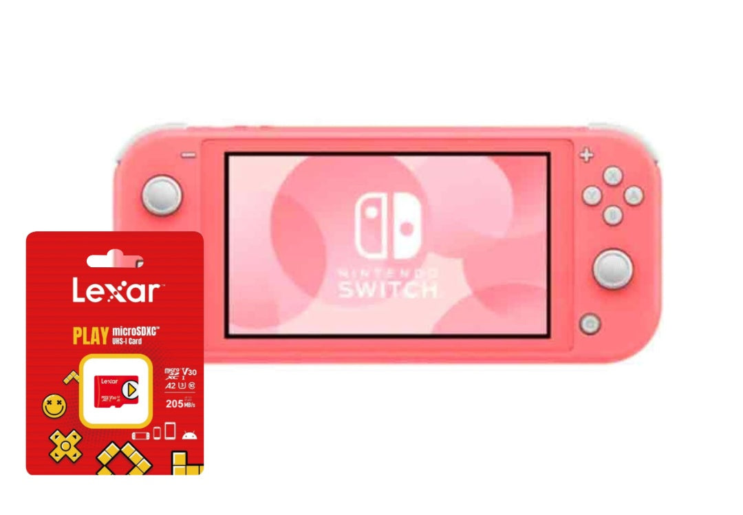 Nintendo Switch Lite rosado + microSD 256 GB Lexar | Combo gaming